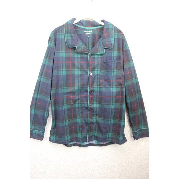 Cuddl Duds Navy/Green Plaid Pajama Set-Size Medium-Drawstring-Pockets-Classic - Picture 10 of 16